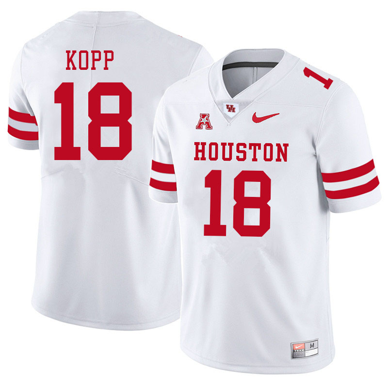 Men #18 Maddox Kopp Houston Cougars College Football Jerseys Sale-White - Click Image to Close